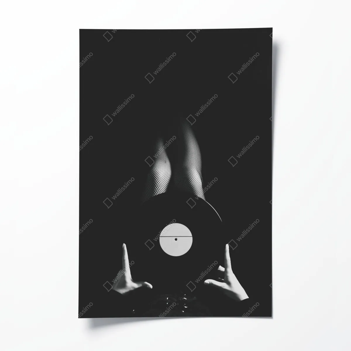 Plakat płyta winylowa i nogi w kabaretkach – Wallissimo® Plakat płyta winylowa i nogi w kabaretkach – Wallissimo®