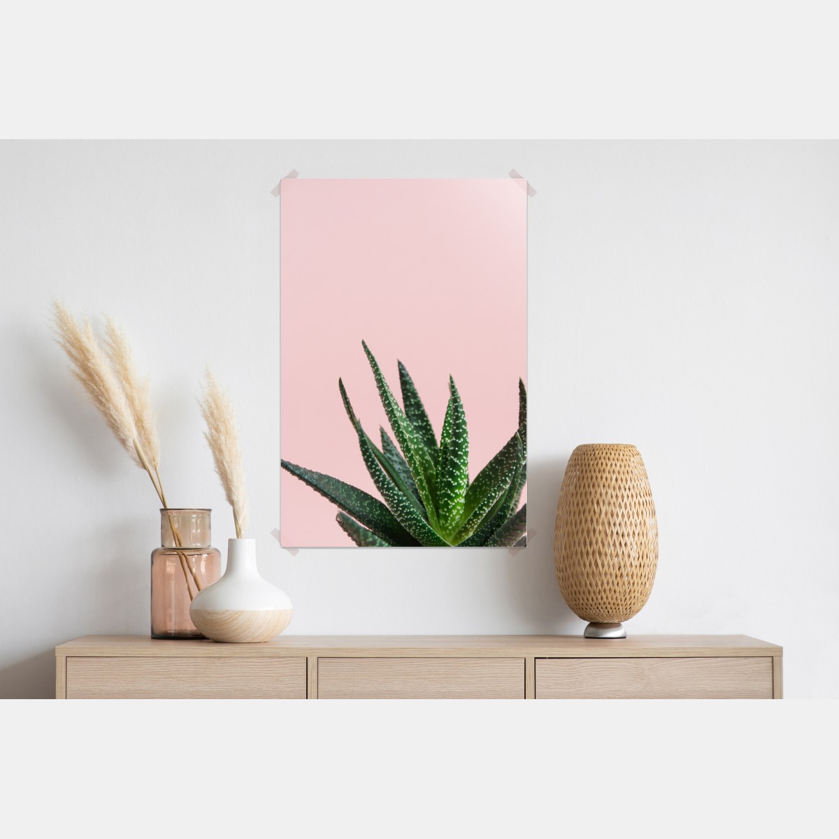 Plakat zielony aloes na różowym tle – Wallissimo® Plakat zielony aloes na różowym tle – Wallissimo®