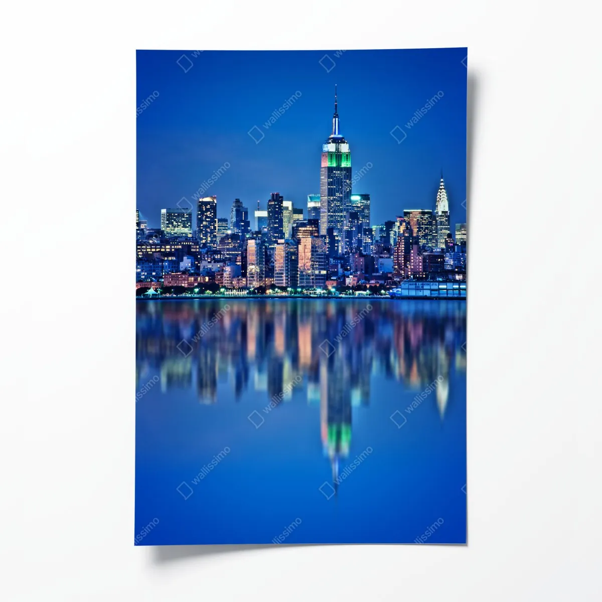 Plakat Nowy Jork nocna panorama z odbiciem – Wallissimo® Plakat Nowy Jork nocna panorama z odbiciem – Wallissimo®
