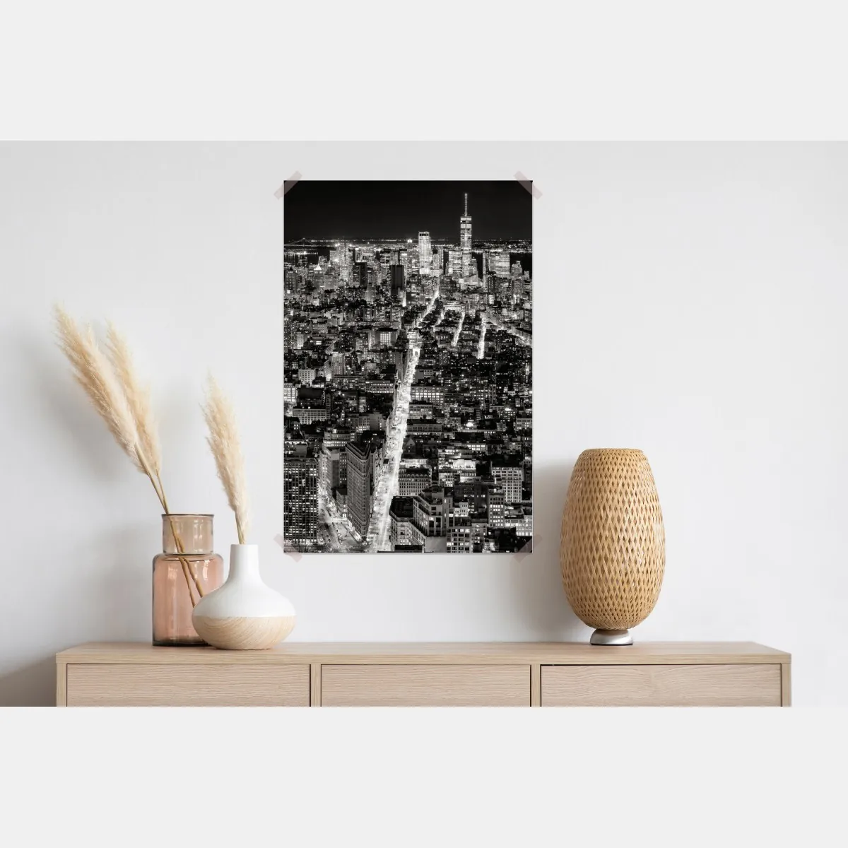 Plakat monochromatyczna panorama miasta nocą – Wallissimo® Plakat monochromatyczna panorama miasta nocą – Wallissimo®