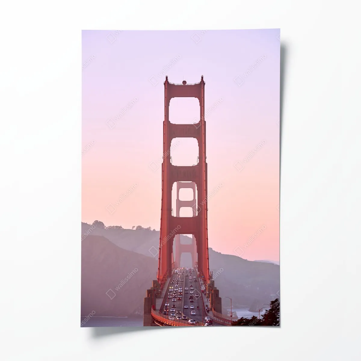 Plakat Golden Gate o pastelowym zachodzie słońca – Wallissimo® Plakat Golden Gate o pastelowym zachodzie słońca – Wallissimo®