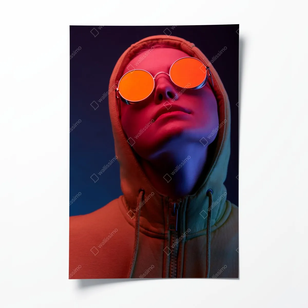 Plakat neonowy portret w okrągłych okularach – Wallissimo® Plakat neonowy portret w okrągłych okularach – Wallissimo®