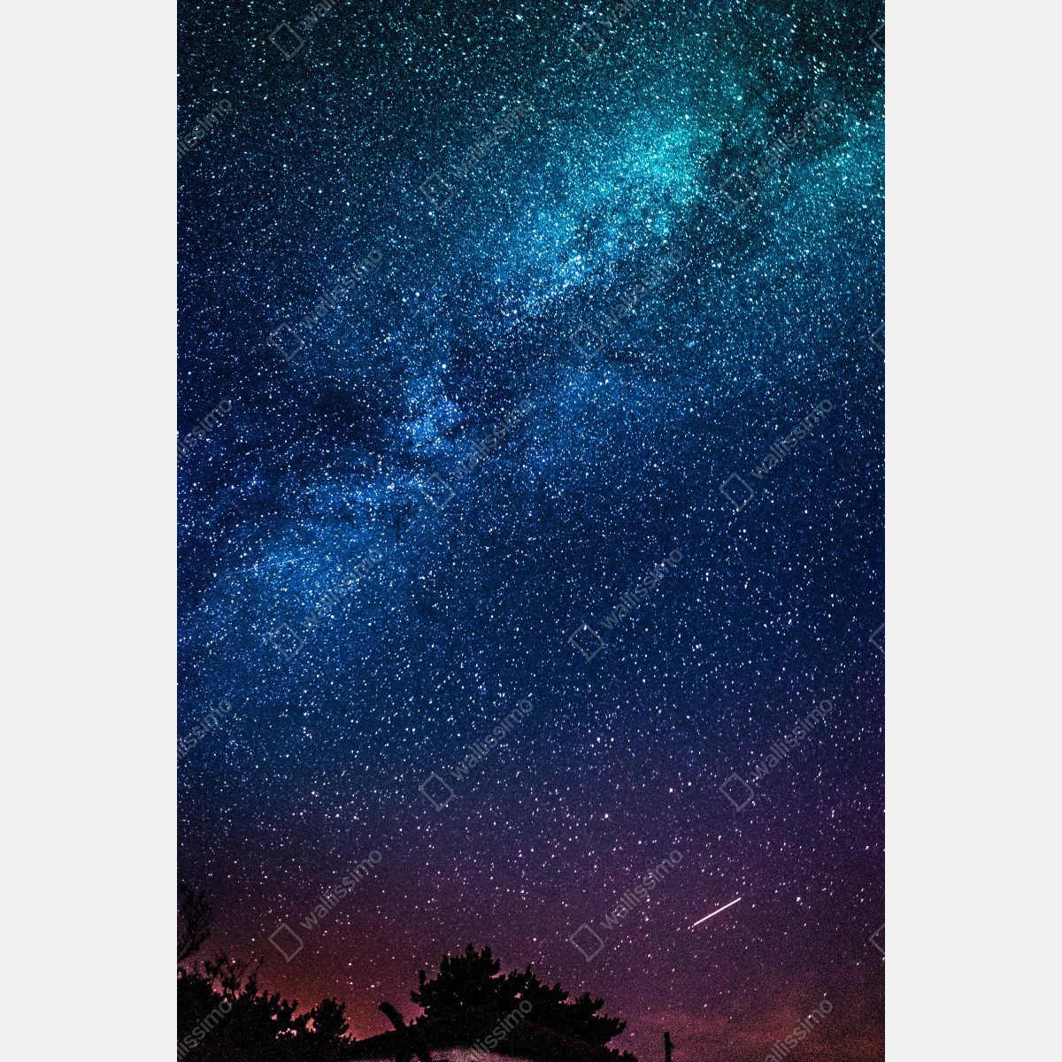 Plakat głębokie błękitne nocne niebo z drogą mleczną i spadającą gwiazdą – Wallissimo® Plakat głębokie błękitne nocne niebo z drogą mleczną i spadającą gwiazdą – Wallissimo®