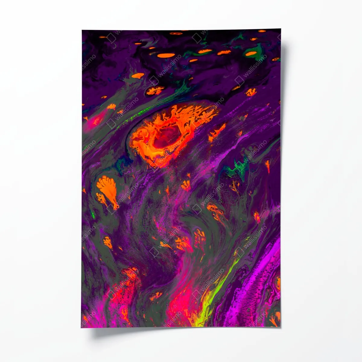 Plakat tradycyjna ebru abstrakcja w purpurze i pomarańczy – Wallissimo® Plakat tradycyjna ebru abstrakcja w purpurze i pomarańczy – Wallissimo®