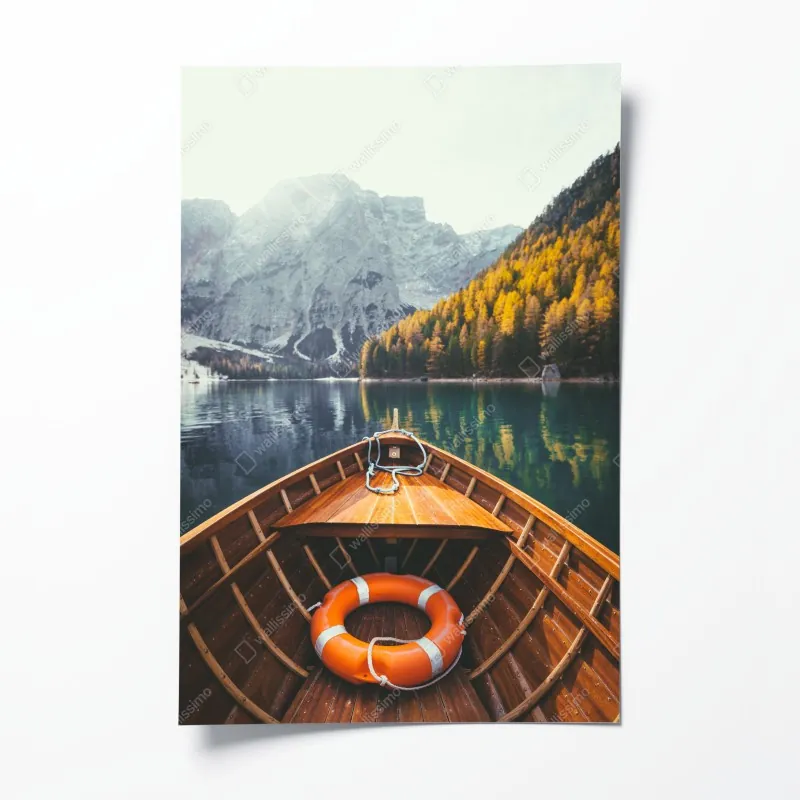 Plakat wschód słońca nad Lago di Braies