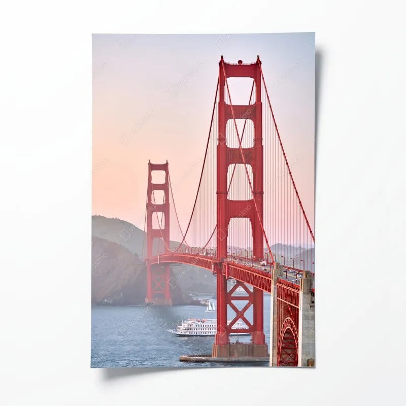 Plakat most Golden Gate o zachodzie słońca