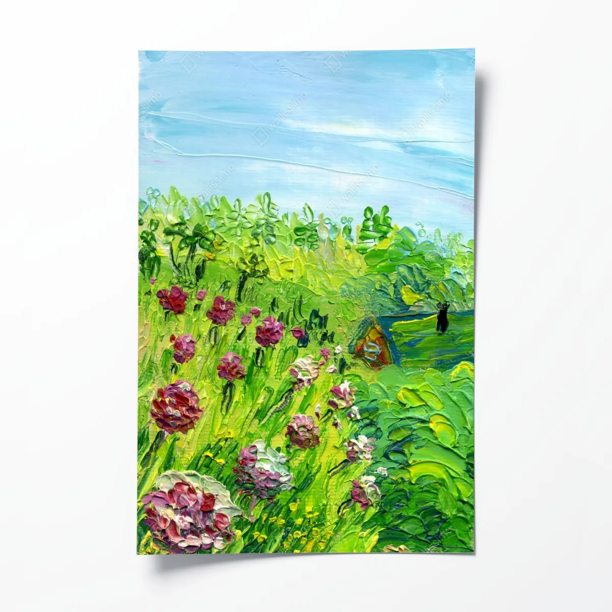 Plakat łąka piwonii wiosenna — impasto kwiatowy obraz – Wallissimo® Plakat łąka piwonii wiosenna — impasto kwiatowy obraz – Wallissimo®