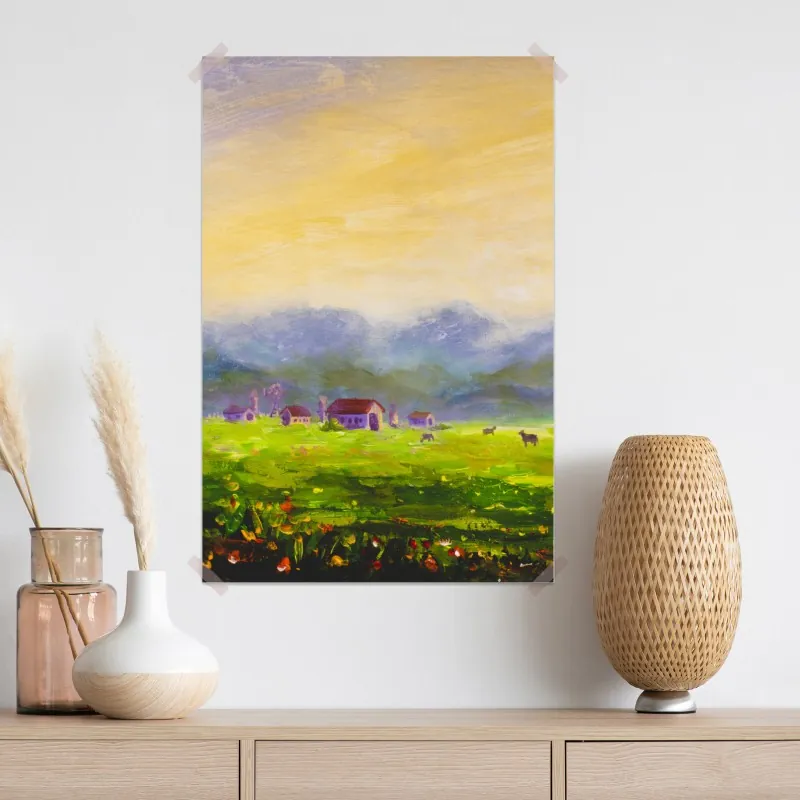 Plakat świt nad letnią łąką – Wallissimo® Plakat świt nad letnią łąką – Wallissimo®