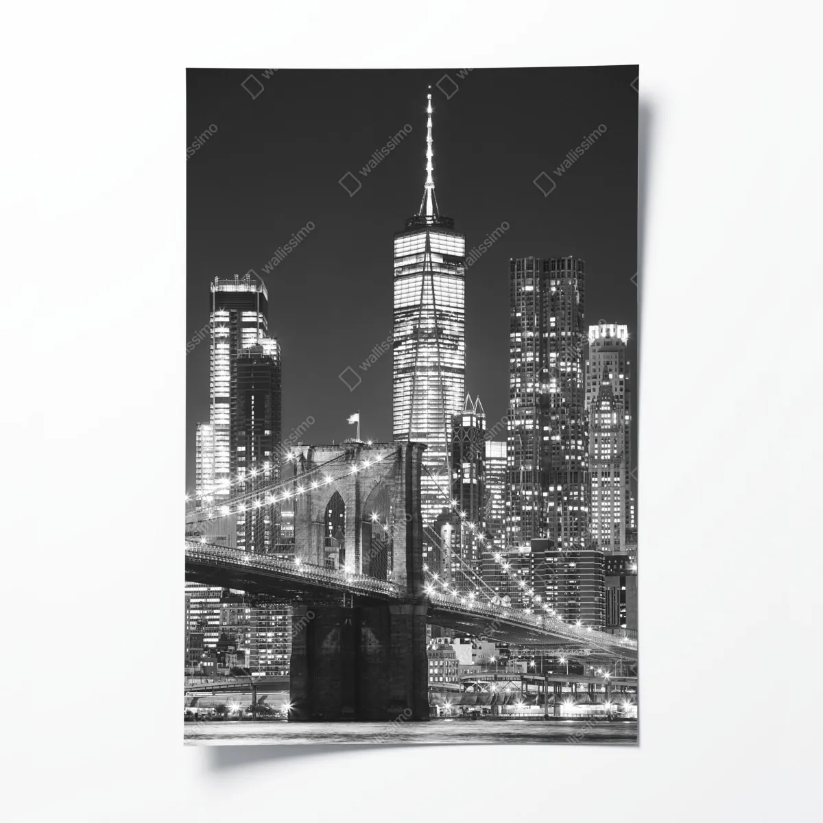 Plakat most Brooklyński i panorama Manhattanu nocą – Wallissimo® Plakat most Brooklyński i panorama Manhattanu nocą – Wallissimo®