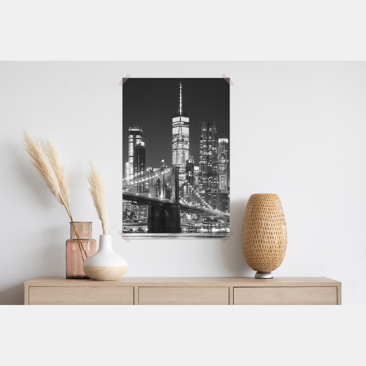 Plakat most Brooklyński i panorama Manhattanu nocą – Wallissimo® Plakat most Brooklyński i panorama Manhattanu nocą – Wallissimo®