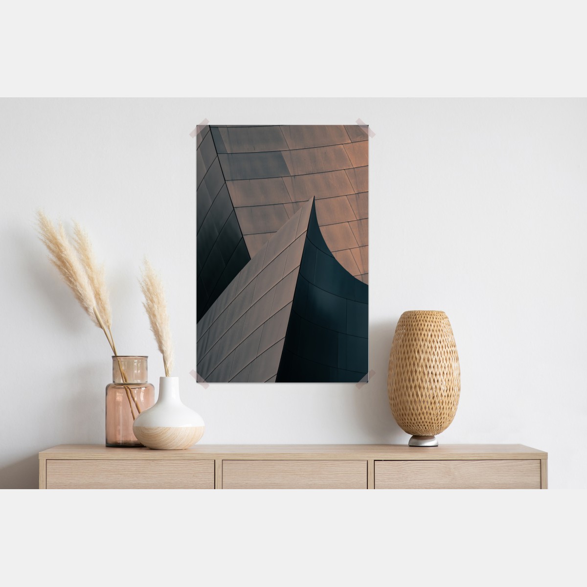 Plakat geometryczne formy architektoniczne w metalu – Wallissimo® Plakat geometryczne formy architektoniczne w metalu – Wallissimo®