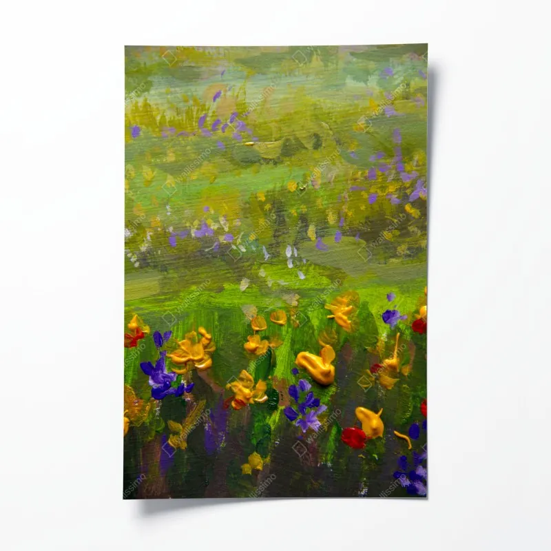 Plakat żywa łąka obraz olejny zbliżenie