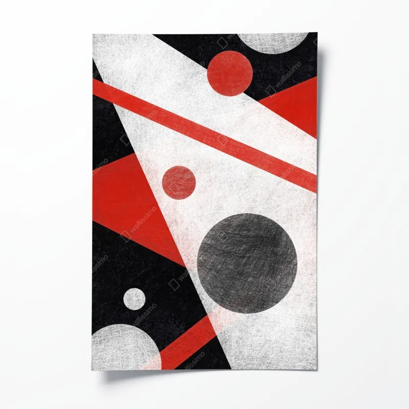 Plakat geometryczna abstrakcja w czerwieni i czerni