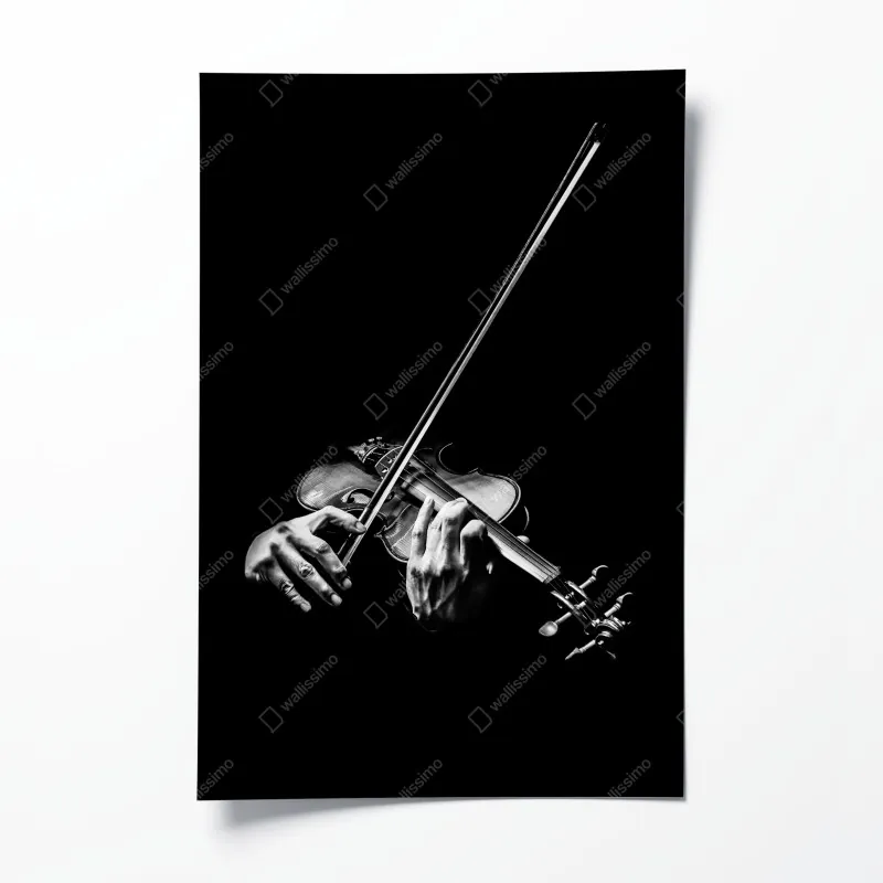 Plakat monochromatyczne dłonie skrzypka