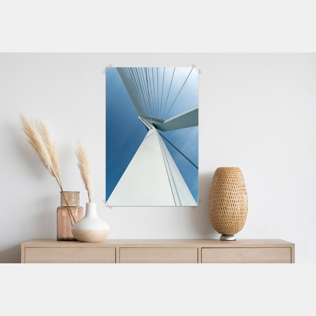 Plakat wznoszące się linie: nowoczesny pylon mostu – Wallissimo® Plakat wznoszące się linie: nowoczesny pylon mostu – Wallissimo®