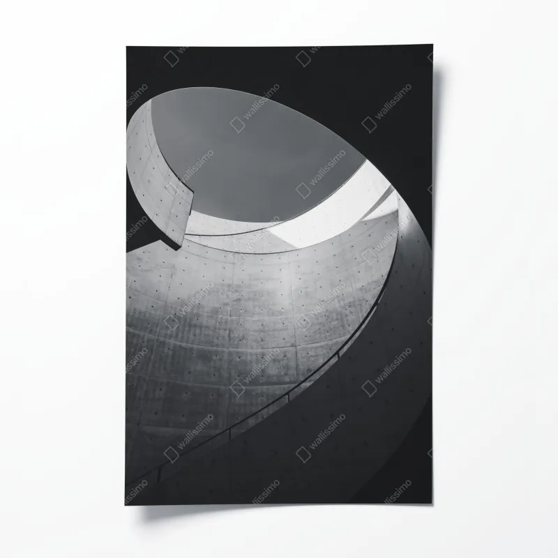 Plakat zakrzywione betonowe schody spiralne