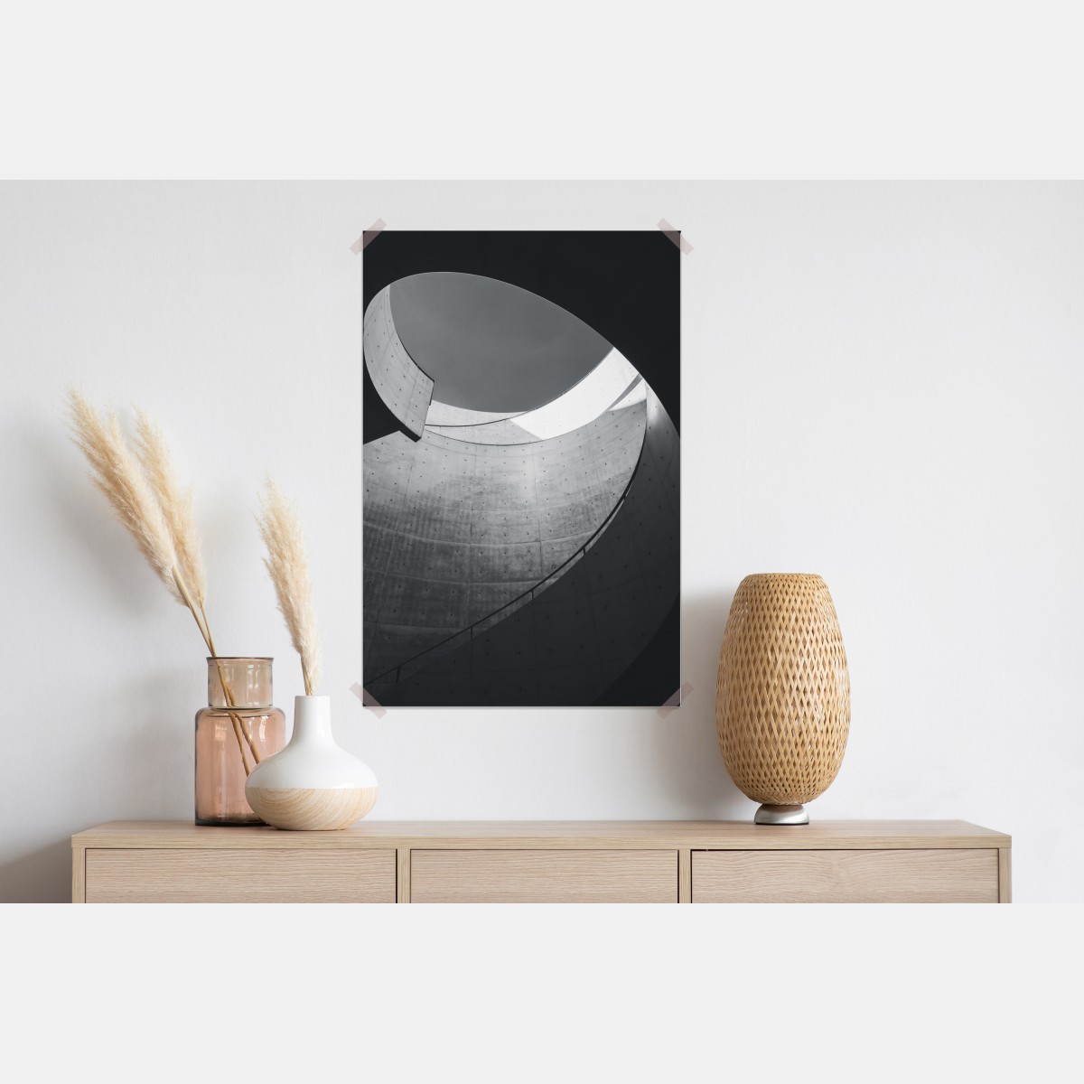 Plakat zakrzywione betonowe schody spiralne – Wallissimo® Plakat zakrzywione betonowe schody spiralne – Wallissimo®