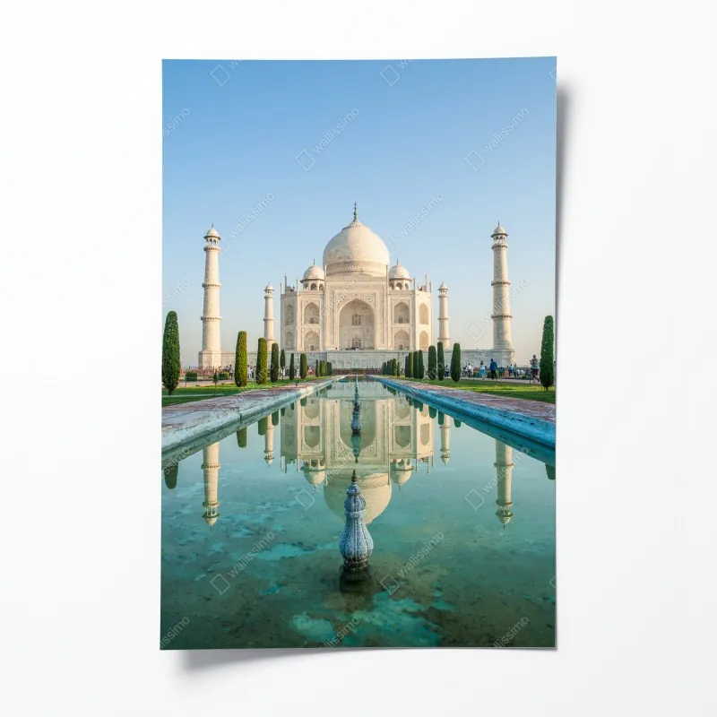 Plakat Tadź Mahal odbicie w porannym świetle