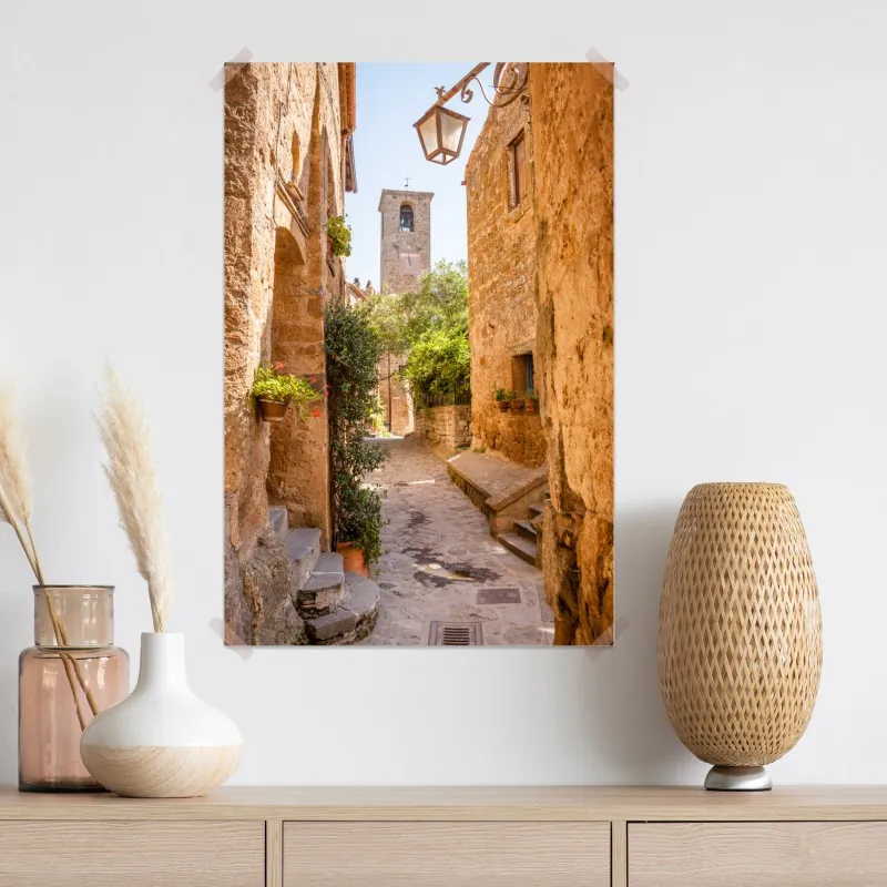 Plakat słoneczna uliczka w Civita di Bagnoregio – Wallissimo® Plakat słoneczna uliczka w Civita di Bagnoregio – Wallissimo®