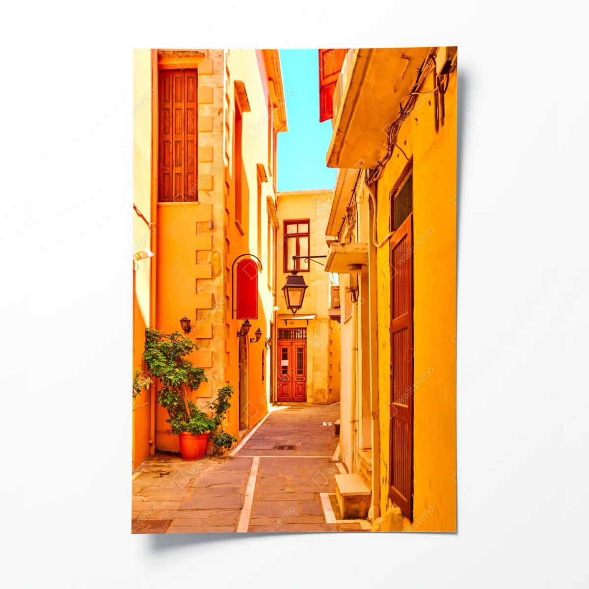 Plakat słoneczna żółta uliczka w Rethymno, Kreta – Wallissimo® Plakat słoneczna żółta uliczka w Rethymno, Kreta – Wallissimo®