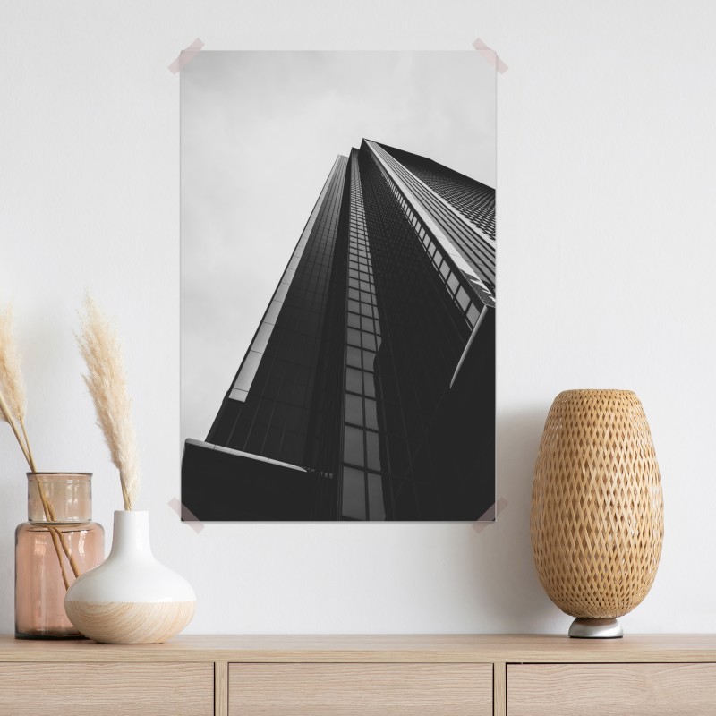 Plakat monochromatyczny wieżowiec w perspektywie – Wallissimo® Plakat monochromatyczny wieżowiec w perspektywie – Wallissimo®