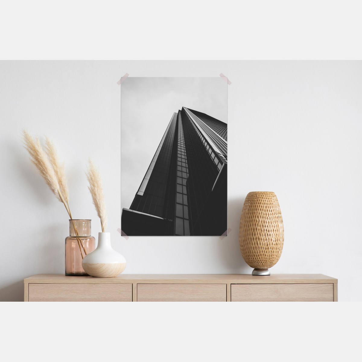 Plakat monochromatyczny wieżowiec w perspektywie – Wallissimo® Plakat monochromatyczny wieżowiec w perspektywie – Wallissimo®