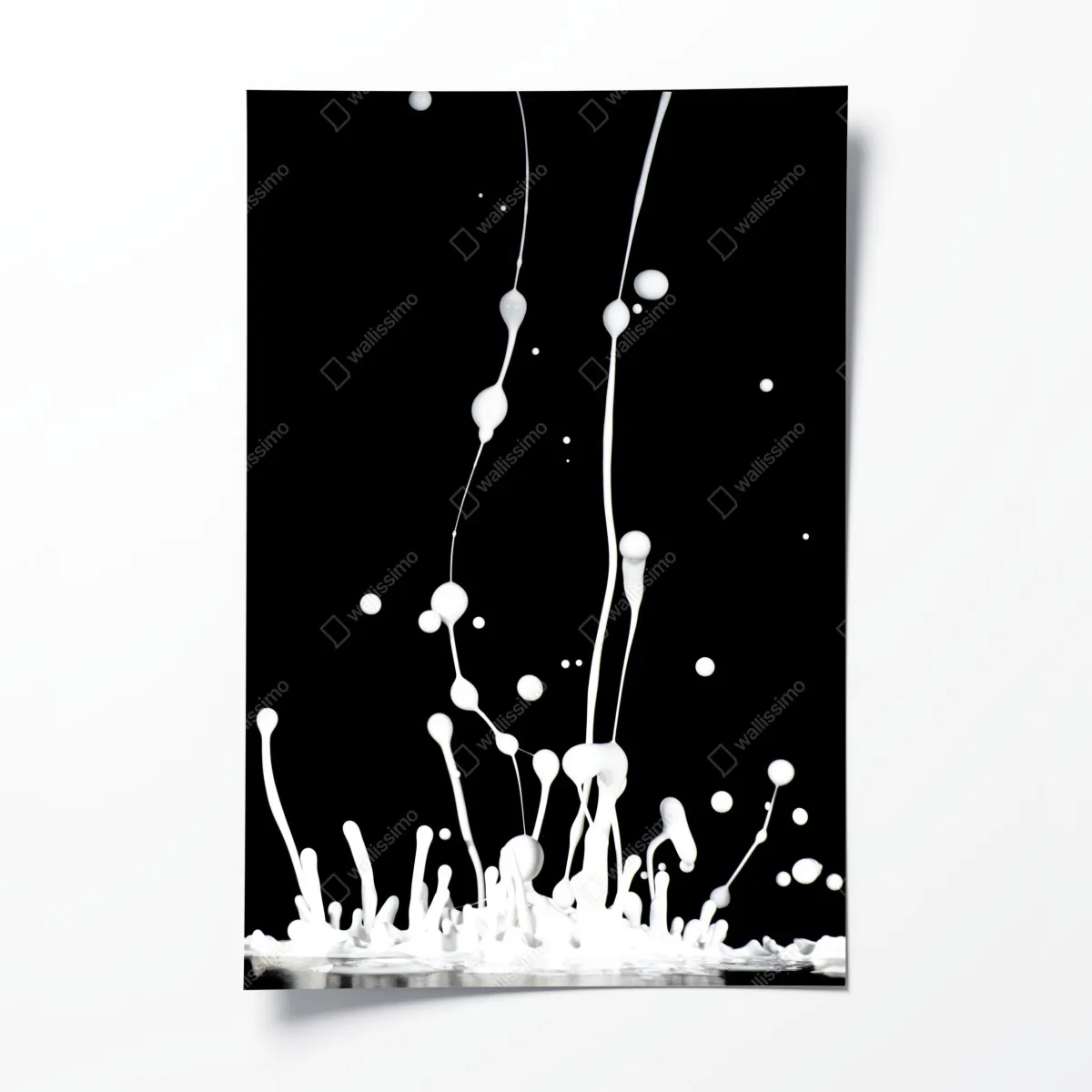 Plakat biały rozprysk na czarnym tle – Wallissimo® Plakat biały rozprysk na czarnym tle – Wallissimo®