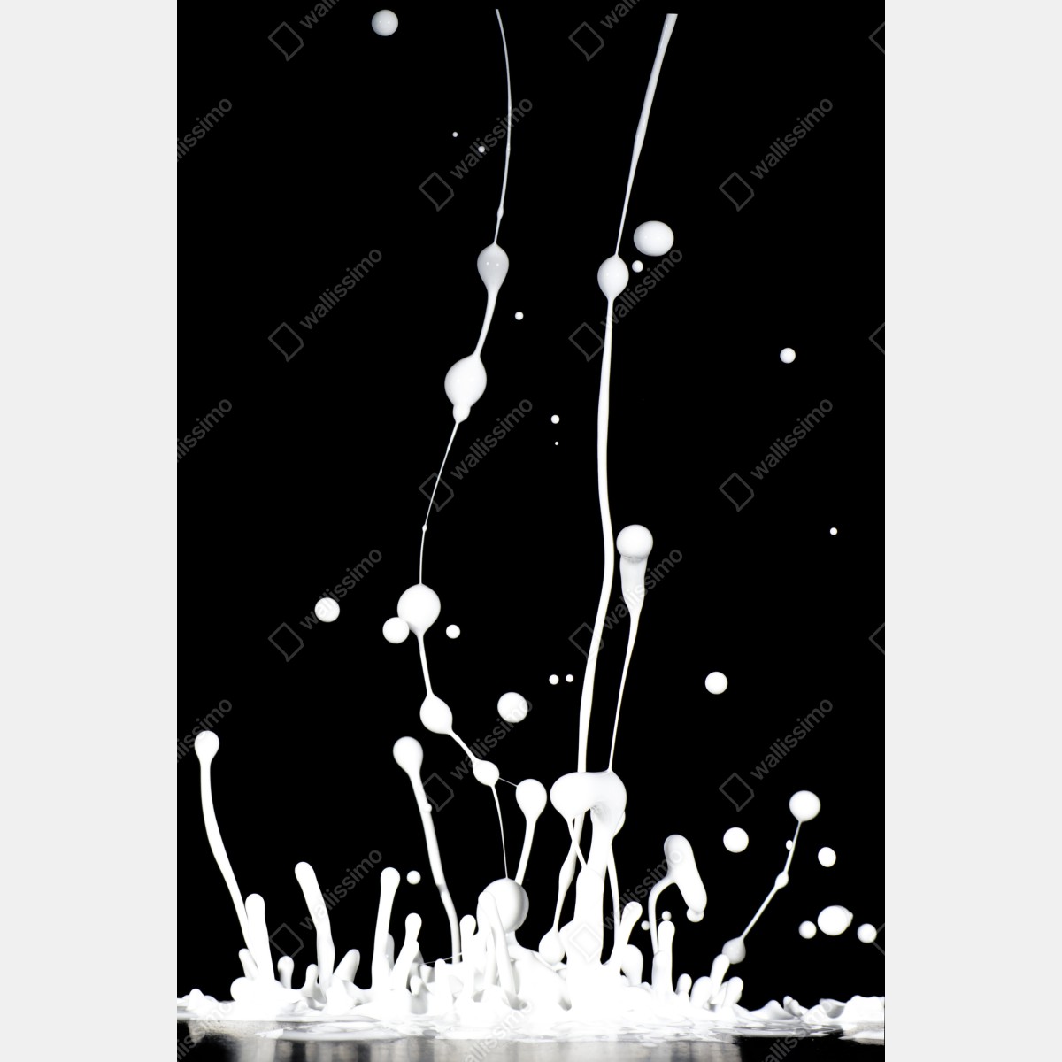 Plakat biały rozprysk na czarnym tle – Wallissimo® Plakat biały rozprysk na czarnym tle – Wallissimo®