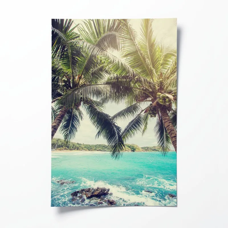 Plakat wzór liści monstera ze złotymi akcentami – Wallissimo®