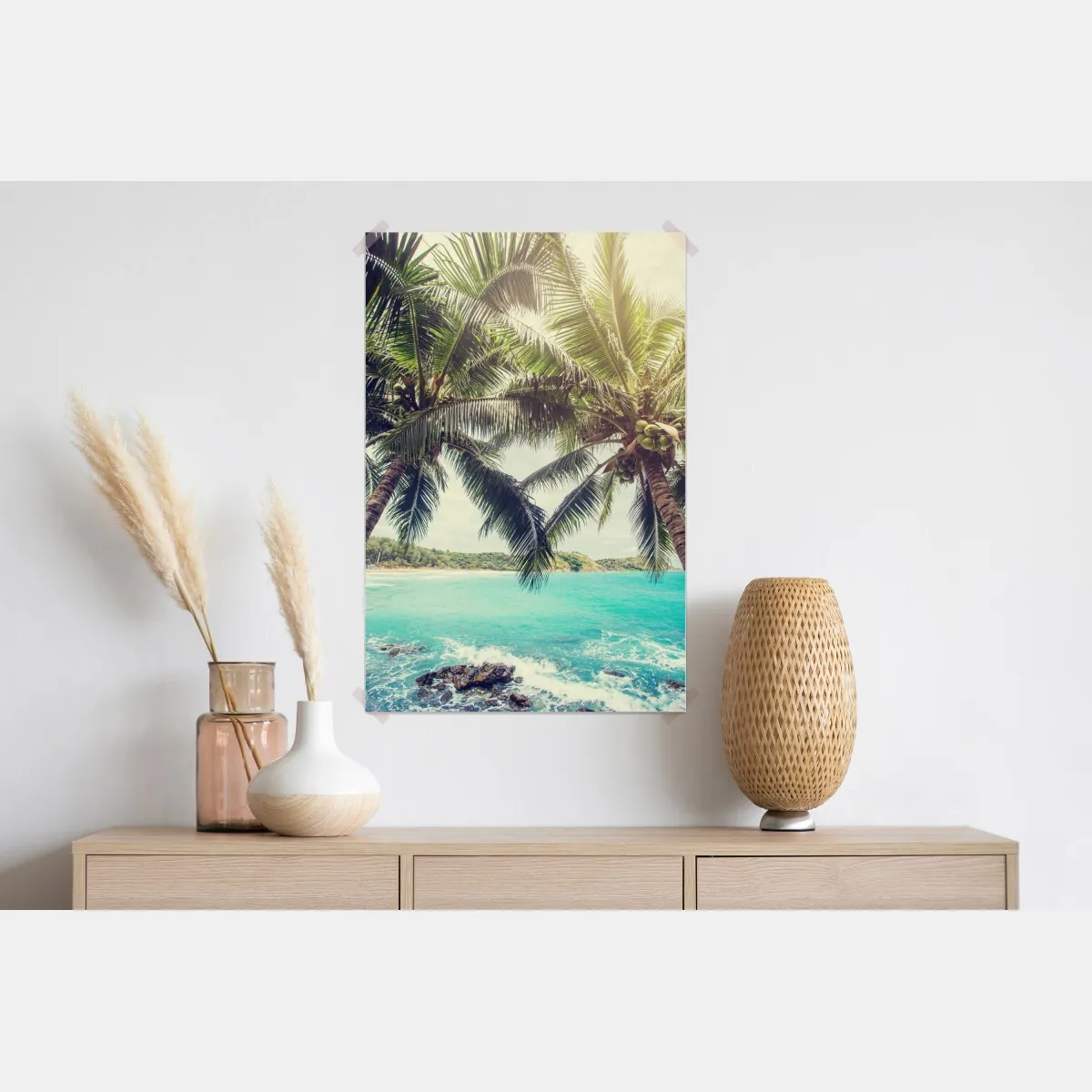 Plakat tropikalne palmy kokosowe nad turkusowym morzem – Wallissimo® Plakat tropikalne palmy kokosowe nad turkusowym morzem – Wallissimo®