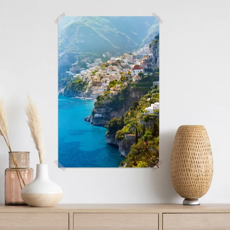 Plakat Positano nadmorski krajobraz z klifu – Wallissimo® Plakat Positano nadmorski krajobraz z klifu – Wallissimo®