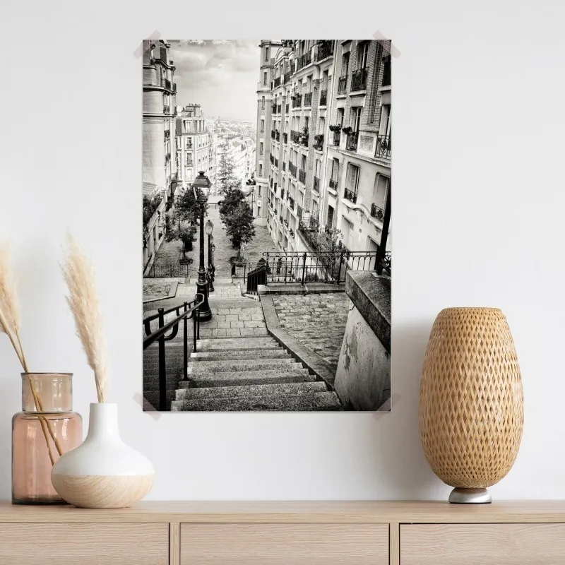 Plakat paryskie schody w monochromie – Wallissimo® Plakat paryskie schody w monochromie – Wallissimo®