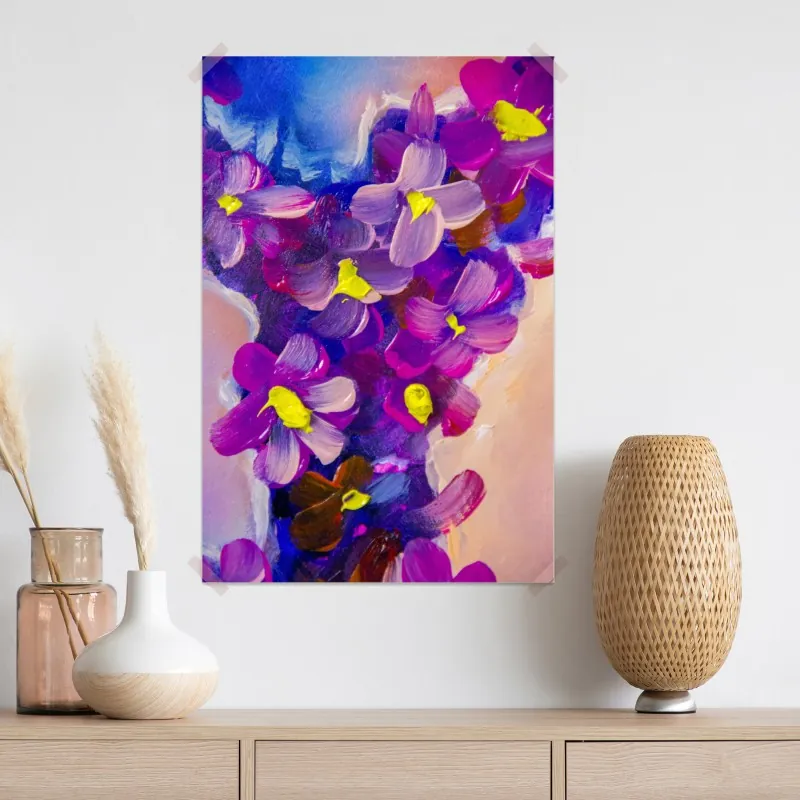 Plakat wibrujący fioletowy bukiet kwiatów – Wallissimo® Plakat wibrujący fioletowy bukiet kwiatów – Wallissimo®