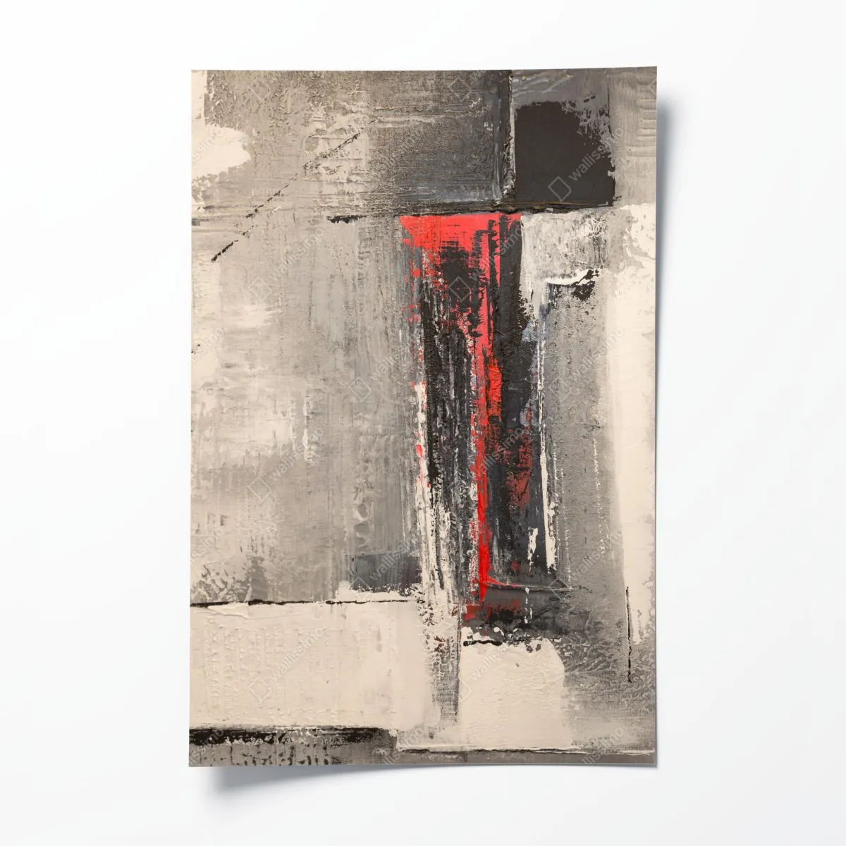 Plakat teksturalna abstrakcja z czerwonym akcentem – Wallissimo® Plakat teksturalna abstrakcja z czerwonym akcentem – Wallissimo®