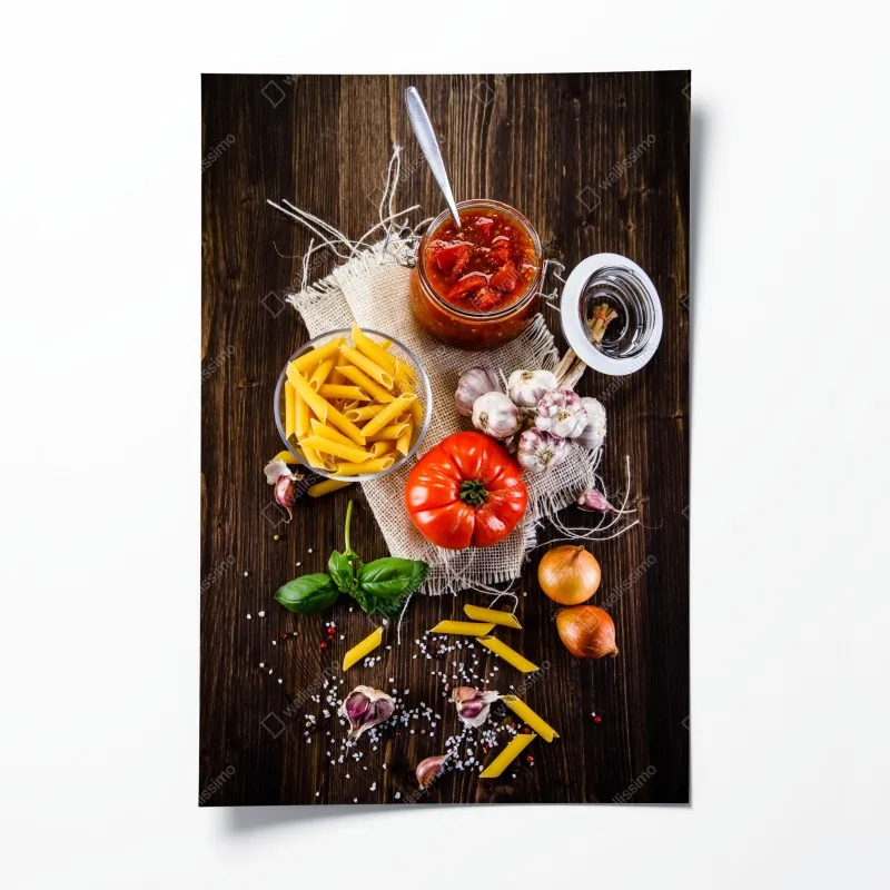 Plakat rustykalne włoskie składniki do makaronu