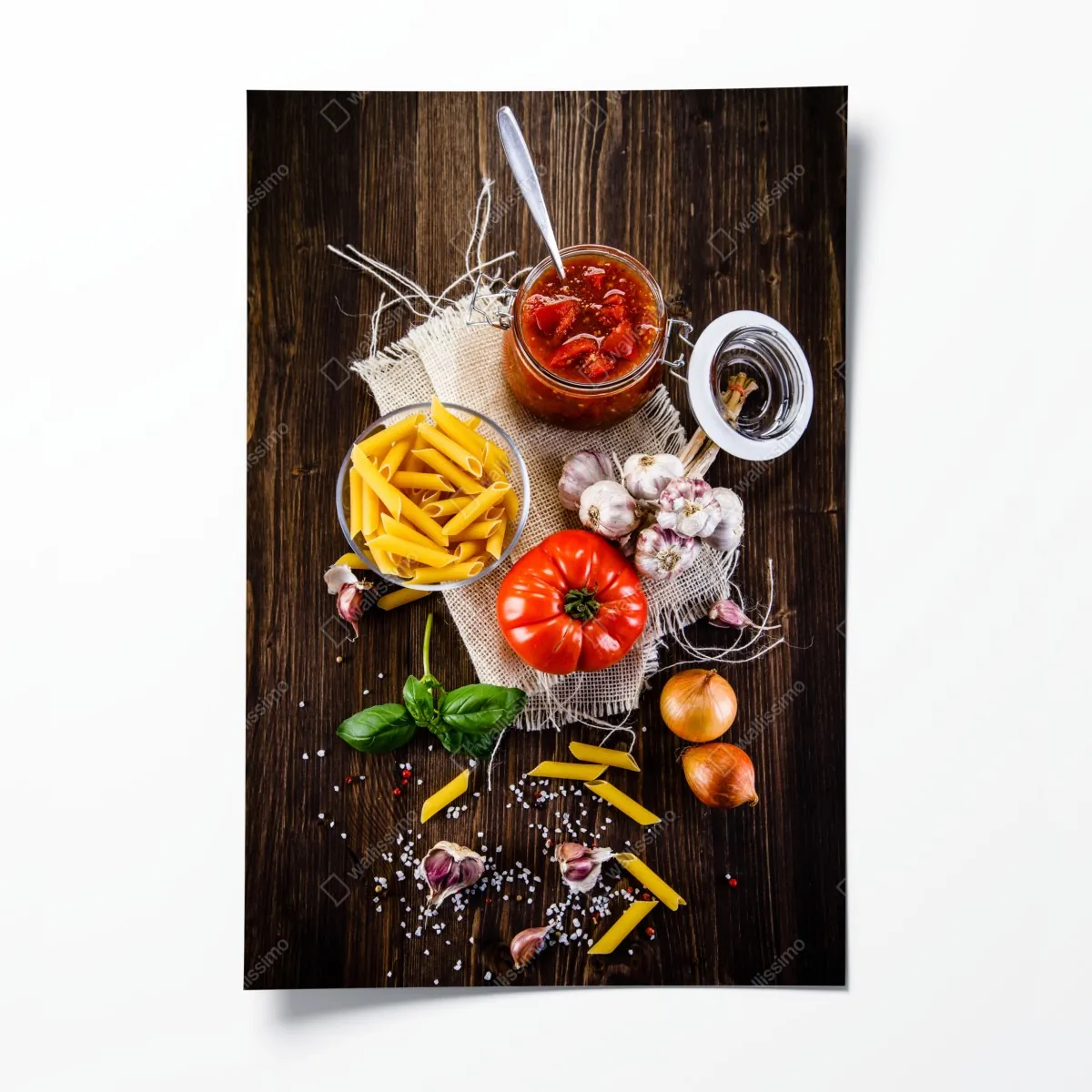 Plakat rustykalne włoskie składniki do makaronu – Wallissimo® Plakat rustykalne włoskie składniki do makaronu – Wallissimo®