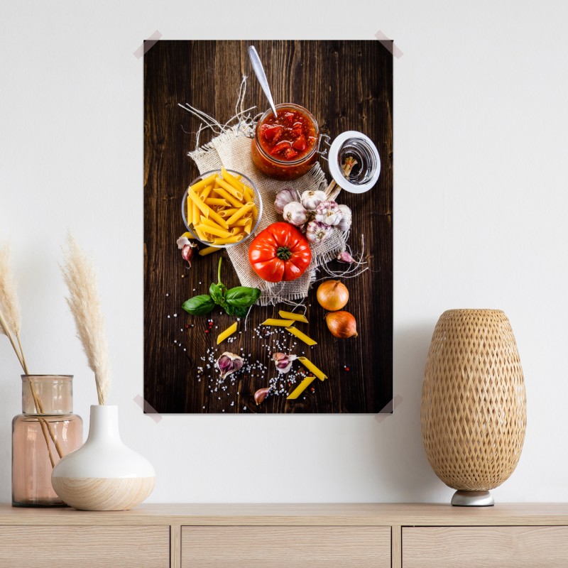 Plakat rustykalne włoskie składniki do makaronu – Wallissimo® Plakat rustykalne włoskie składniki do makaronu – Wallissimo®