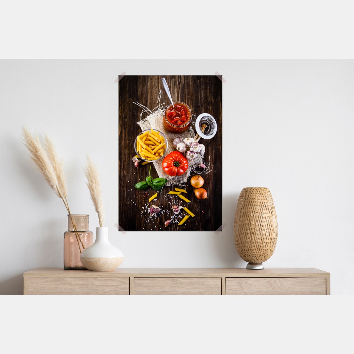 Plakat rustykalne włoskie składniki do makaronu – Wallissimo® Plakat rustykalne włoskie składniki do makaronu – Wallissimo®