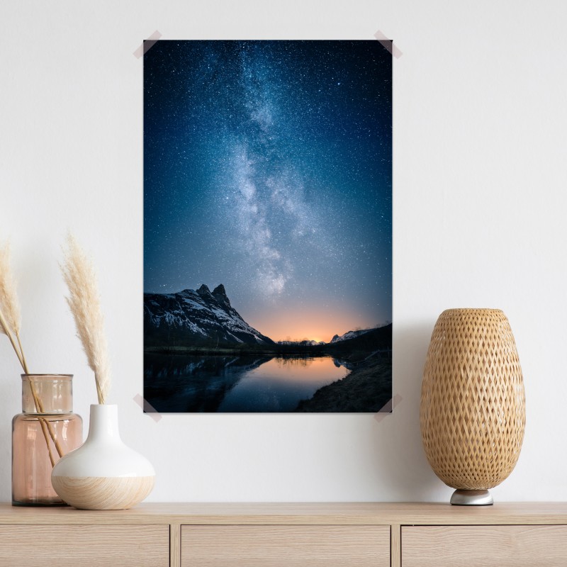 Plakat droga mleczna nad górskim odbiciem – Wallissimo® Plakat droga mleczna nad górskim odbiciem – Wallissimo®