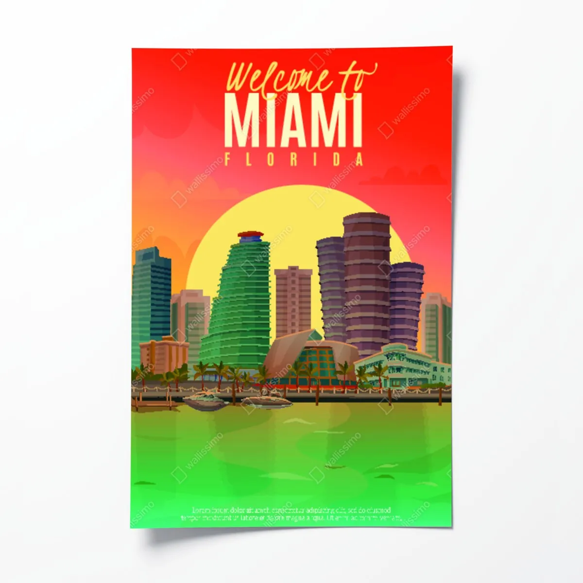 Plakat Miami panorama zachodu słońca – Wallissimo® Plakat Miami panorama zachodu słońca – Wallissimo®