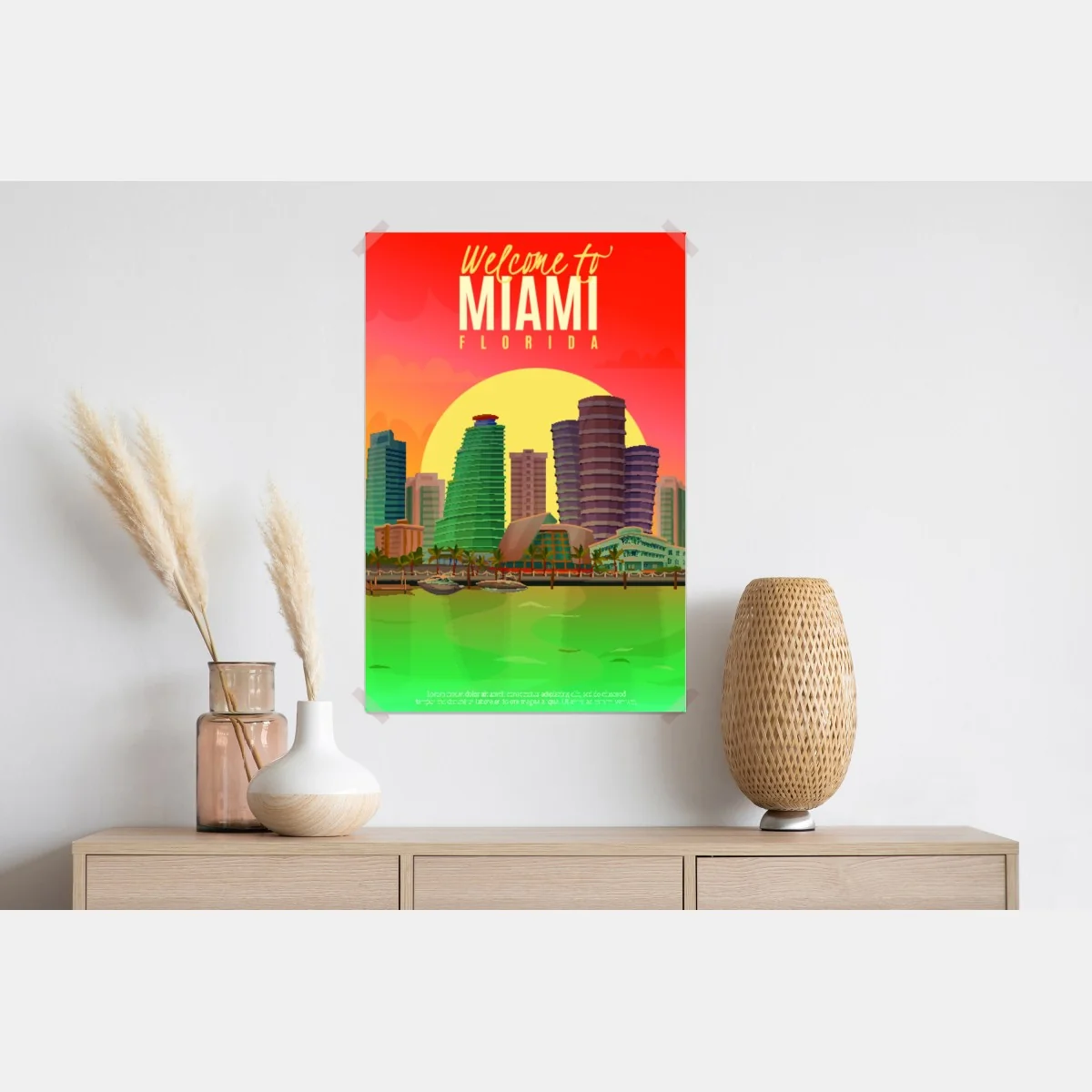 Plakat Miami panorama zachodu słońca – Wallissimo® Plakat Miami panorama zachodu słońca – Wallissimo®
