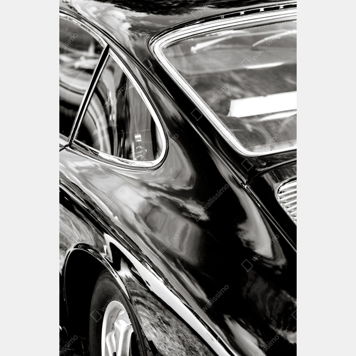 Plakat zabytkowy tył samochodu w czerni i bieli – Wallissimo® Plakat zabytkowy tył samochodu w czerni i bieli – Wallissimo®