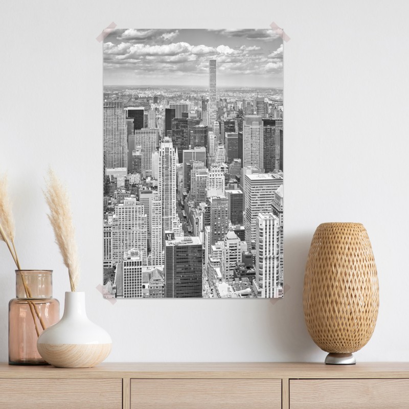 Plakat panorama Nowego Jorku w monochromie – Wallissimo® Plakat panorama Nowego Jorku w monochromie – Wallissimo®