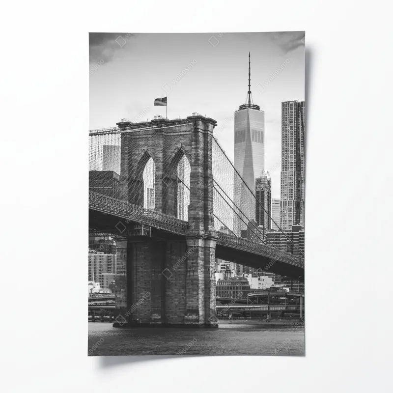 Plakat most brooklyński w czerni i bieli