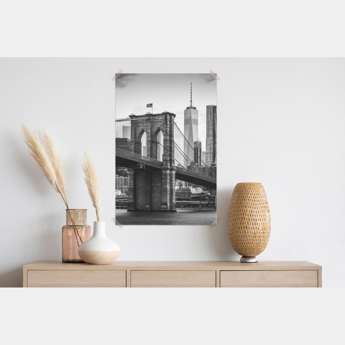 Plakat most brooklyński w czerni i bieli – Wallissimo® Plakat most brooklyński w czerni i bieli – Wallissimo®