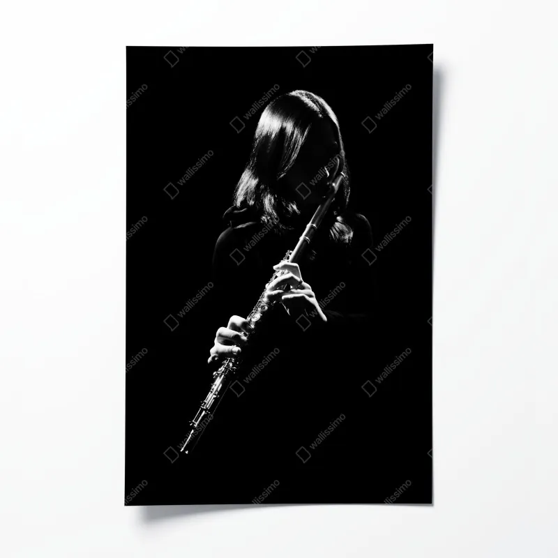 Plakat elegancka sylwetka flecistki