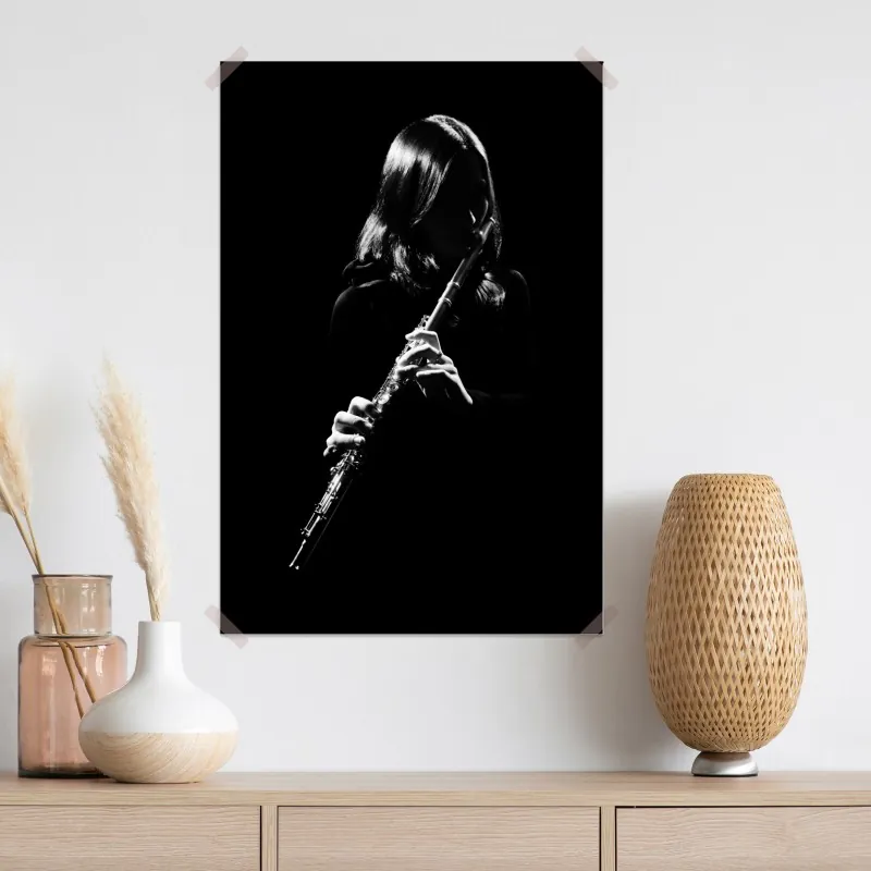 Plakat elegancka sylwetka flecistki – Wallissimo® Plakat elegancka sylwetka flecistki – Wallissimo®