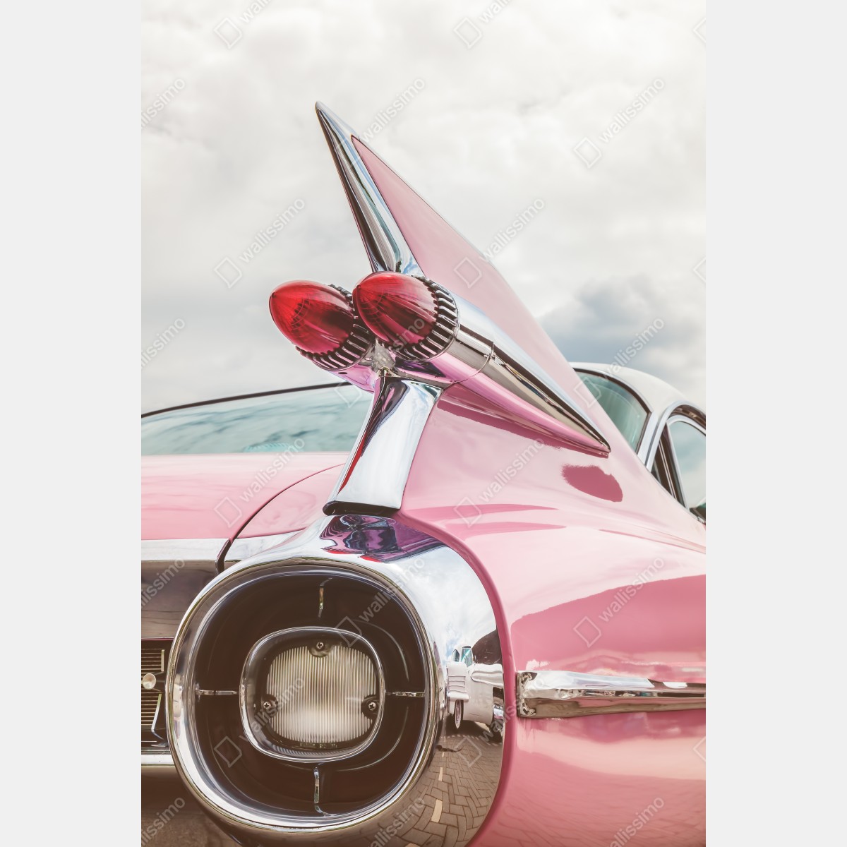 Plakat różowy retro klasyczny samochód płetwa – Wallissimo® Plakat różowy retro klasyczny samochód płetwa – Wallissimo®