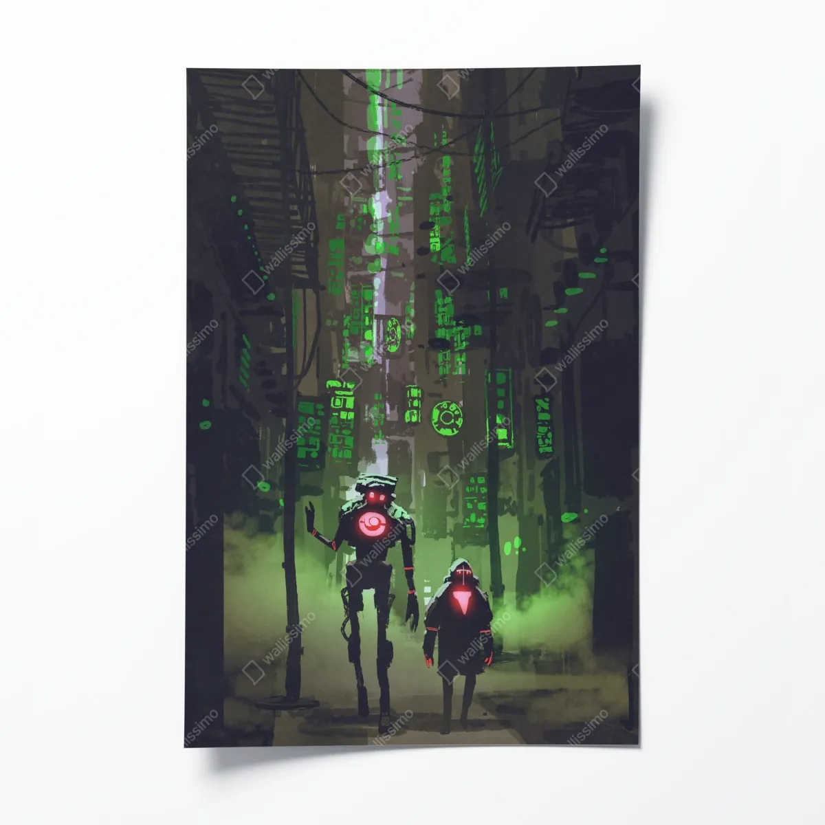 Plakat roboty w neonowej uliczce – Wallissimo® Plakat roboty w neonowej uliczce – Wallissimo®