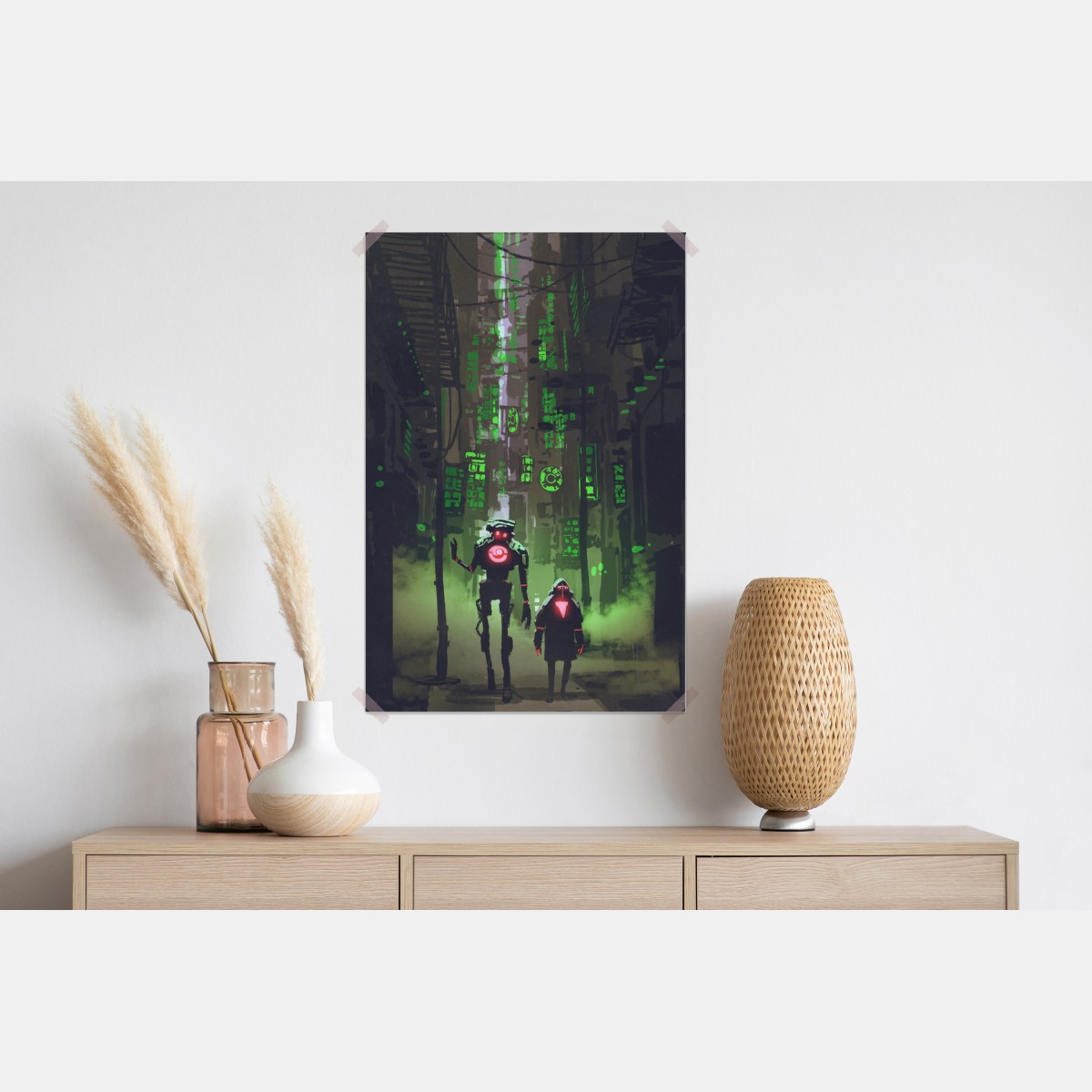 Plakat roboty w neonowej uliczce – Wallissimo® Plakat roboty w neonowej uliczce – Wallissimo®